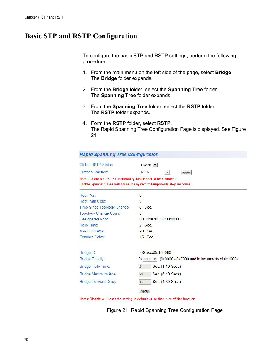 Basic stp and rstp configuration | Allied Telesis AT-GS950/48 User Manual | Page 70 / 378
