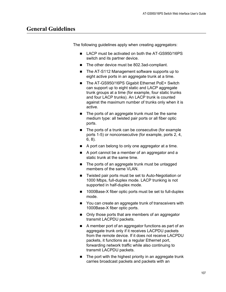 General guidelines | Allied Telesis AT-GS950/16PS User Manual | Page 107 / 386