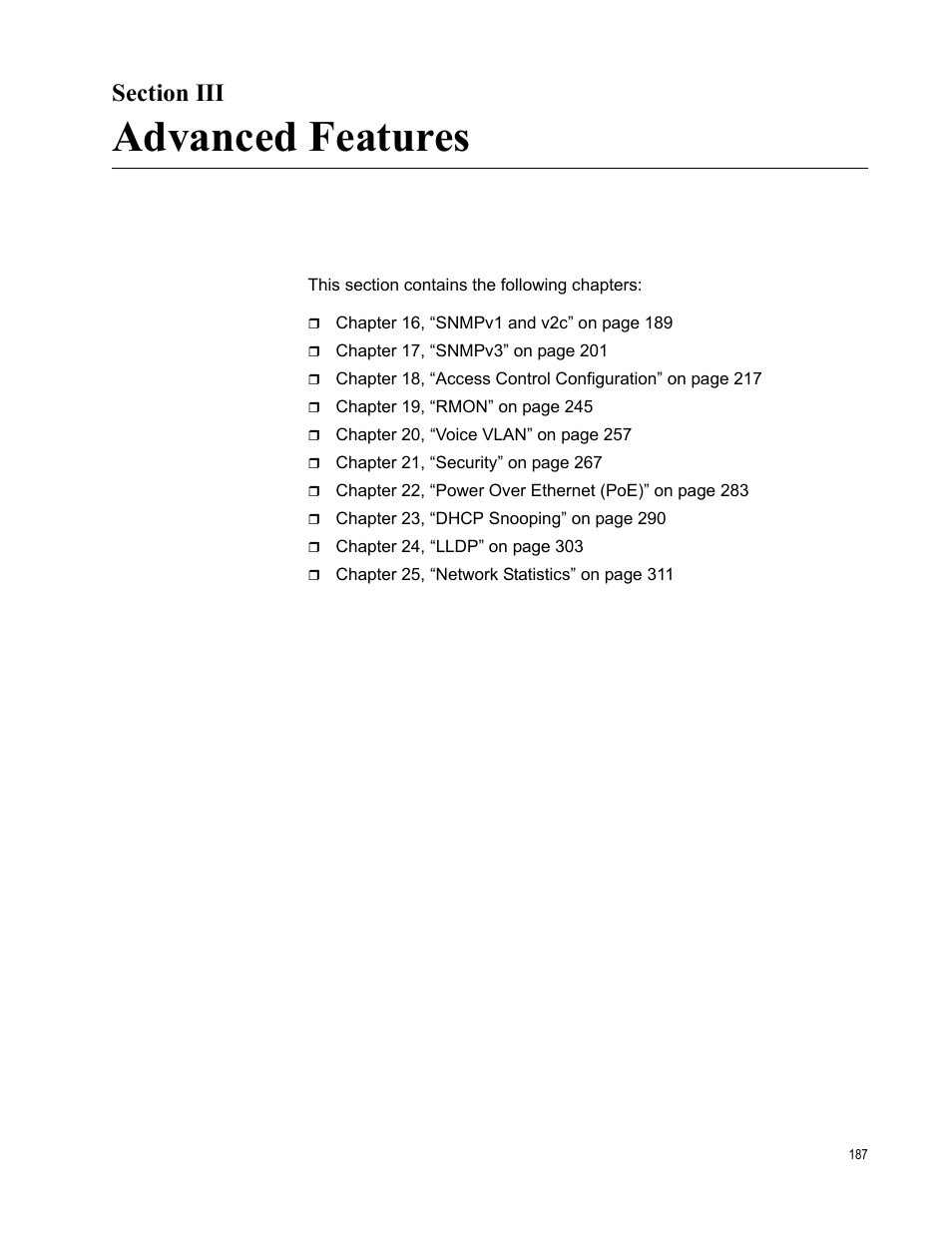 Section iii, Advanced features | Allied Telesis AT-GS950/16PS User Manual | Page 187 / 386