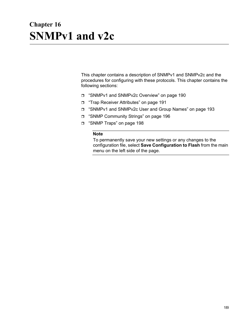 Chapter 16, Snmpv1 and v2c, Chapte | Allied Telesis AT-GS950/16PS User Manual | Page 189 / 386