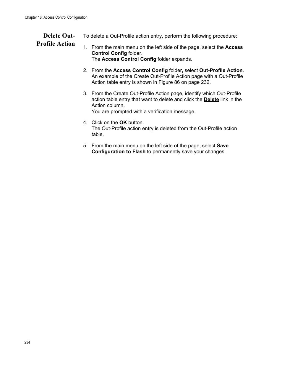 Delete out- profile action, Delete out-profile action | Allied Telesis AT-GS950/16PS User Manual | Page 234 / 386