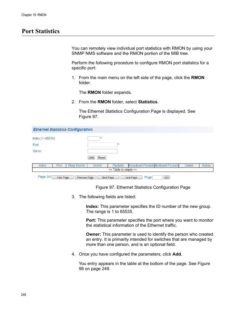 Port statistics | Allied Telesis AT-GS950/16PS User Manual | Page 248 / 386