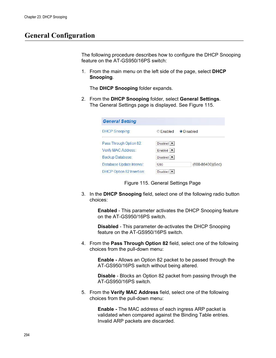 General configuration | Allied Telesis AT-GS950/16PS User Manual | Page 294 / 386