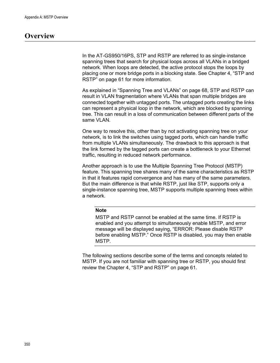 Overview | Allied Telesis AT-GS950/16PS User Manual | Page 350 / 386