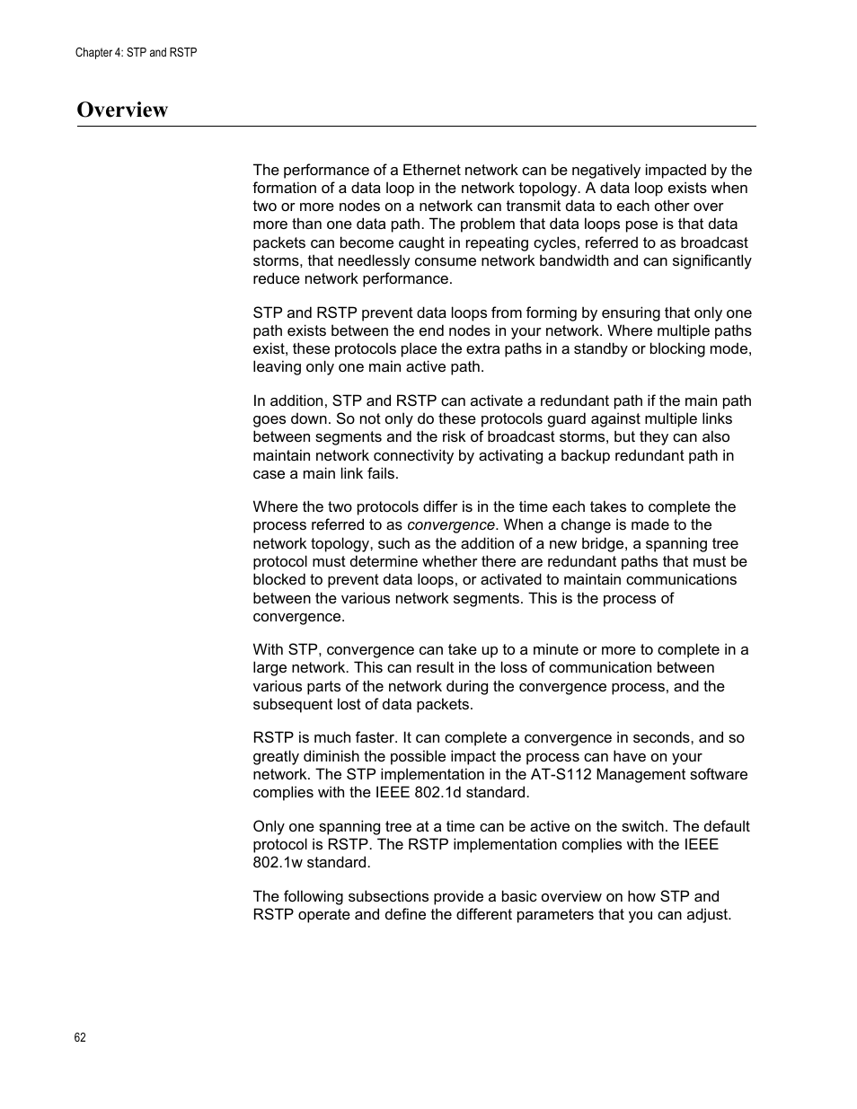 Overview | Allied Telesis AT-GS950/16PS User Manual | Page 62 / 386