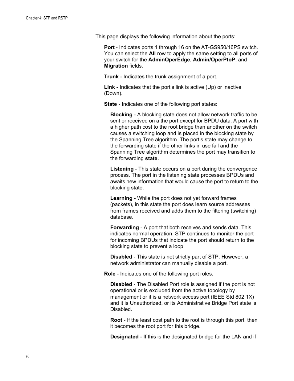 Allied Telesis AT-GS950/16PS User Manual | Page 76 / 386