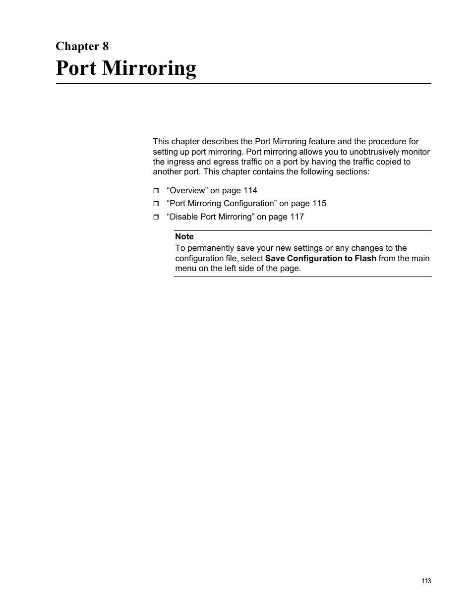 Chapter 8, Port mirroring | Allied Telesis AT-GS950/10PS User Manual | Page 113 / 386