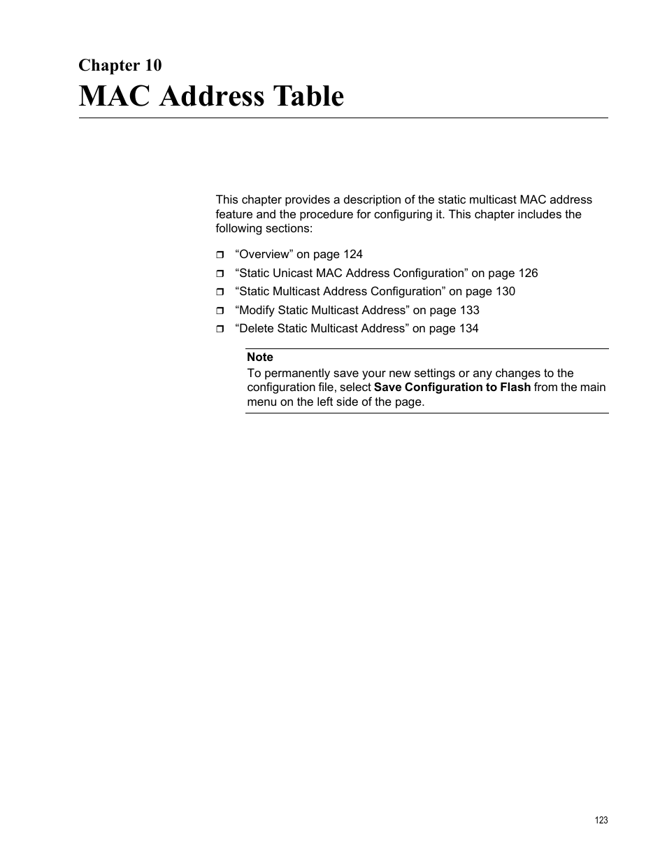 Chapter 10, Mac address table | Allied Telesis AT-GS950/10PS User Manual | Page 123 / 386