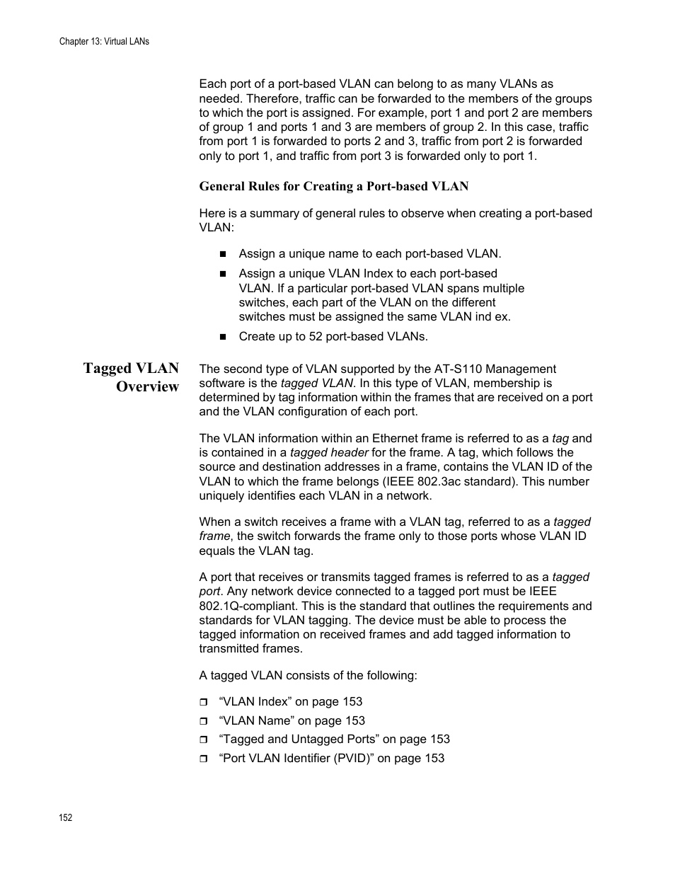 Tagged vlan overview | Allied Telesis AT-GS950/10PS User Manual | Page 152 / 386