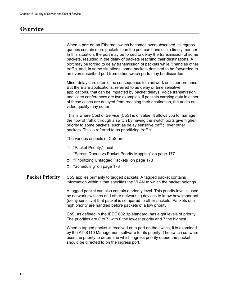 Overview, Packet priority | Allied Telesis AT-GS950/10PS User Manual | Page 176 / 386