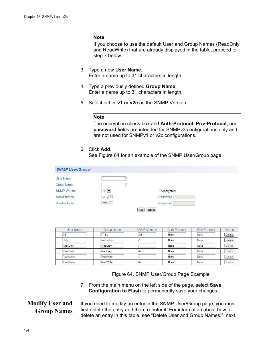 Modify user and group names | Allied Telesis AT-GS950/10PS User Manual | Page 194 / 386