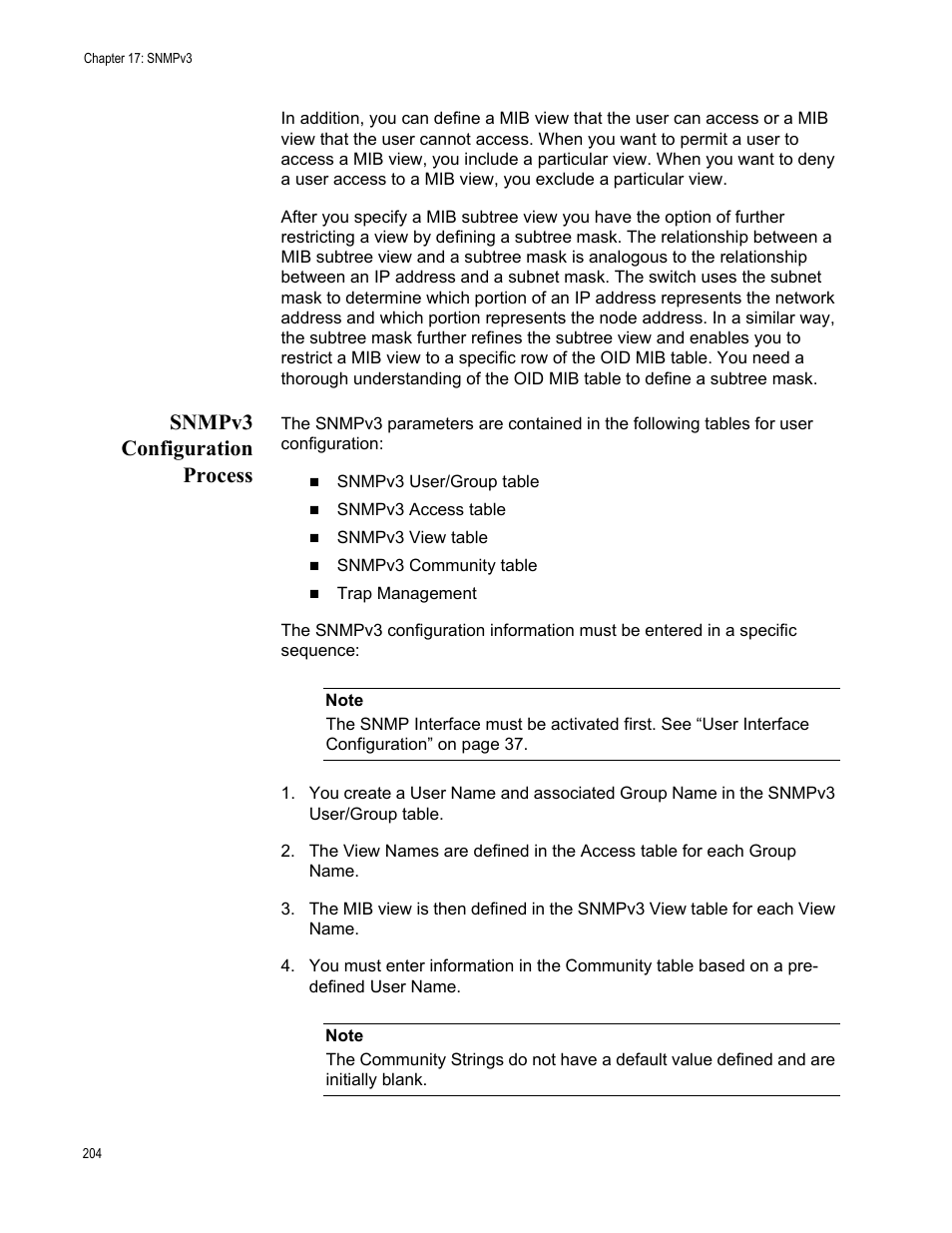 Snmpv3 configuration process | Allied Telesis AT-GS950/10PS User Manual | Page 204 / 386
