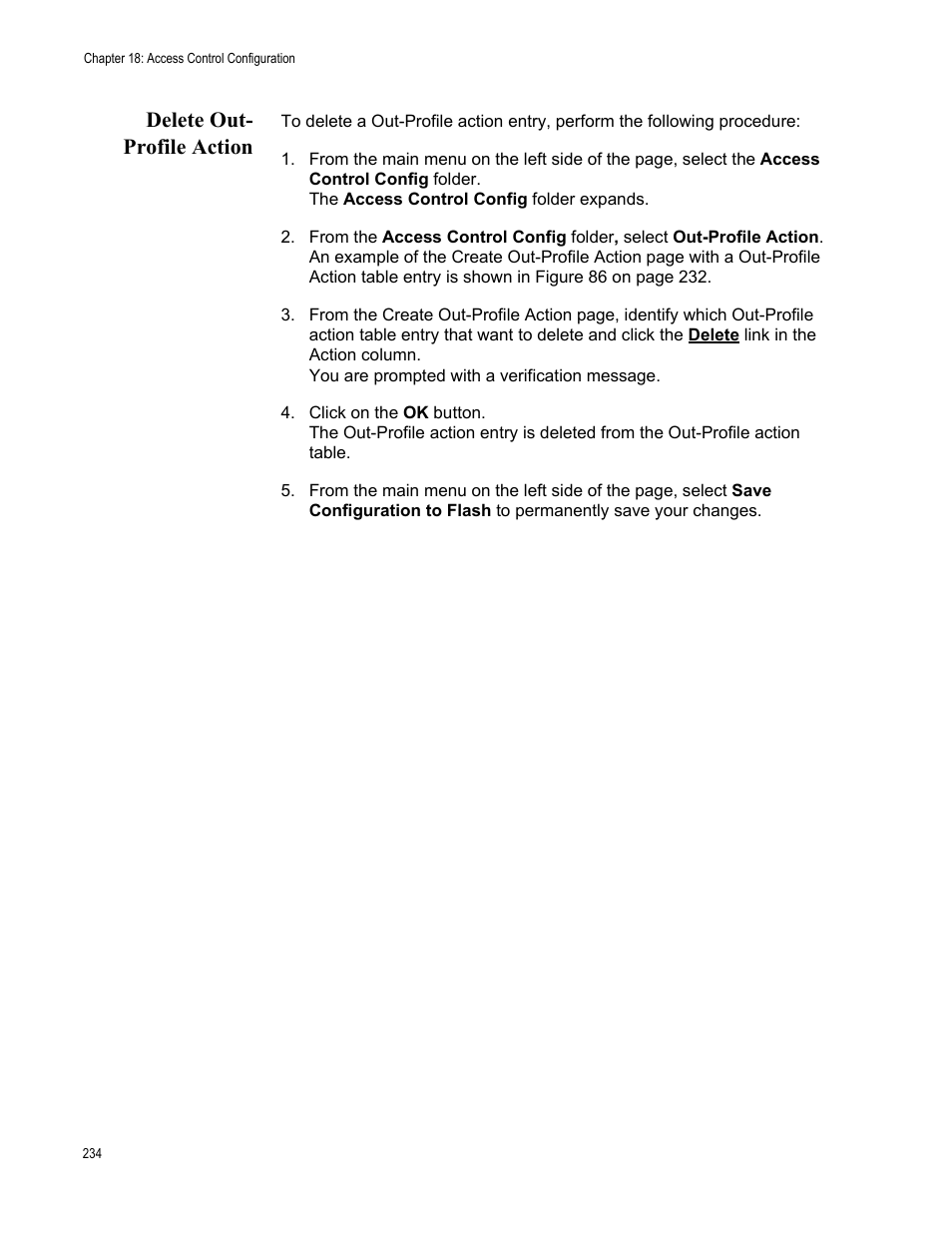 Delete out- profile action, Delete out-profile action | Allied Telesis AT-GS950/10PS User Manual | Page 234 / 386