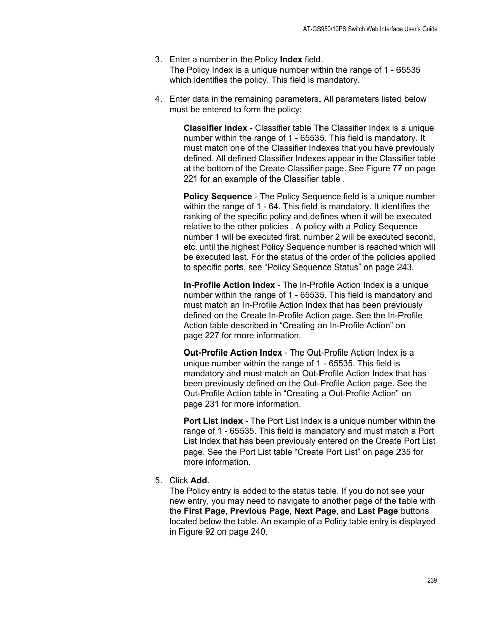Allied Telesis AT-GS950/10PS User Manual | Page 239 / 386