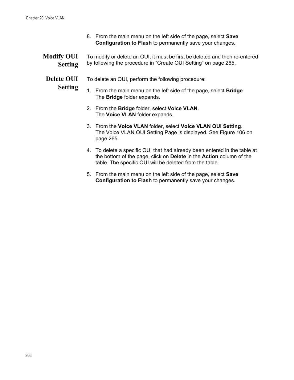 Modify oui setting, Delete oui setting, Modify oui setting delete oui setting | Allied Telesis AT-GS950/10PS User Manual | Page 266 / 386