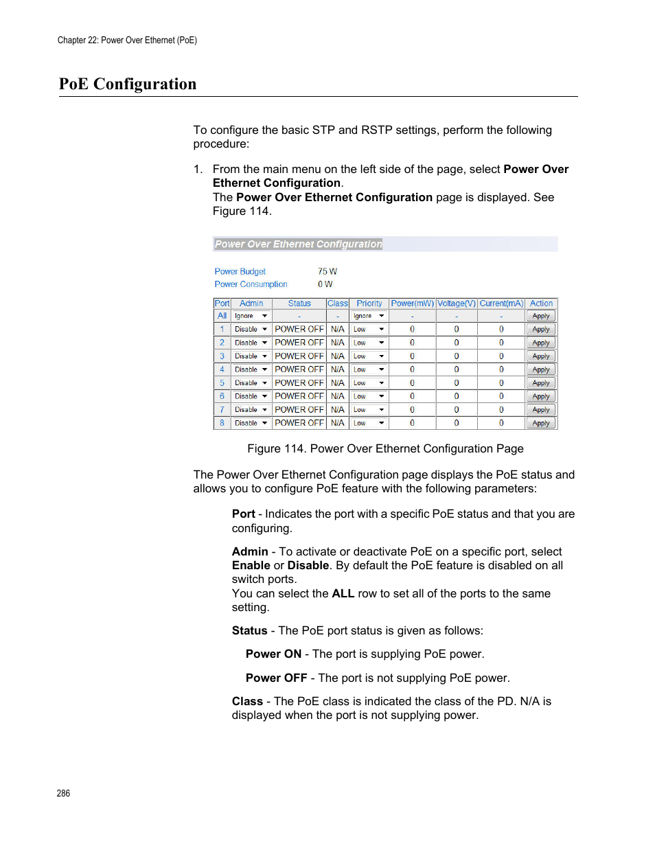 Poe configuration | Allied Telesis AT-GS950/10PS User Manual | Page 286 / 386