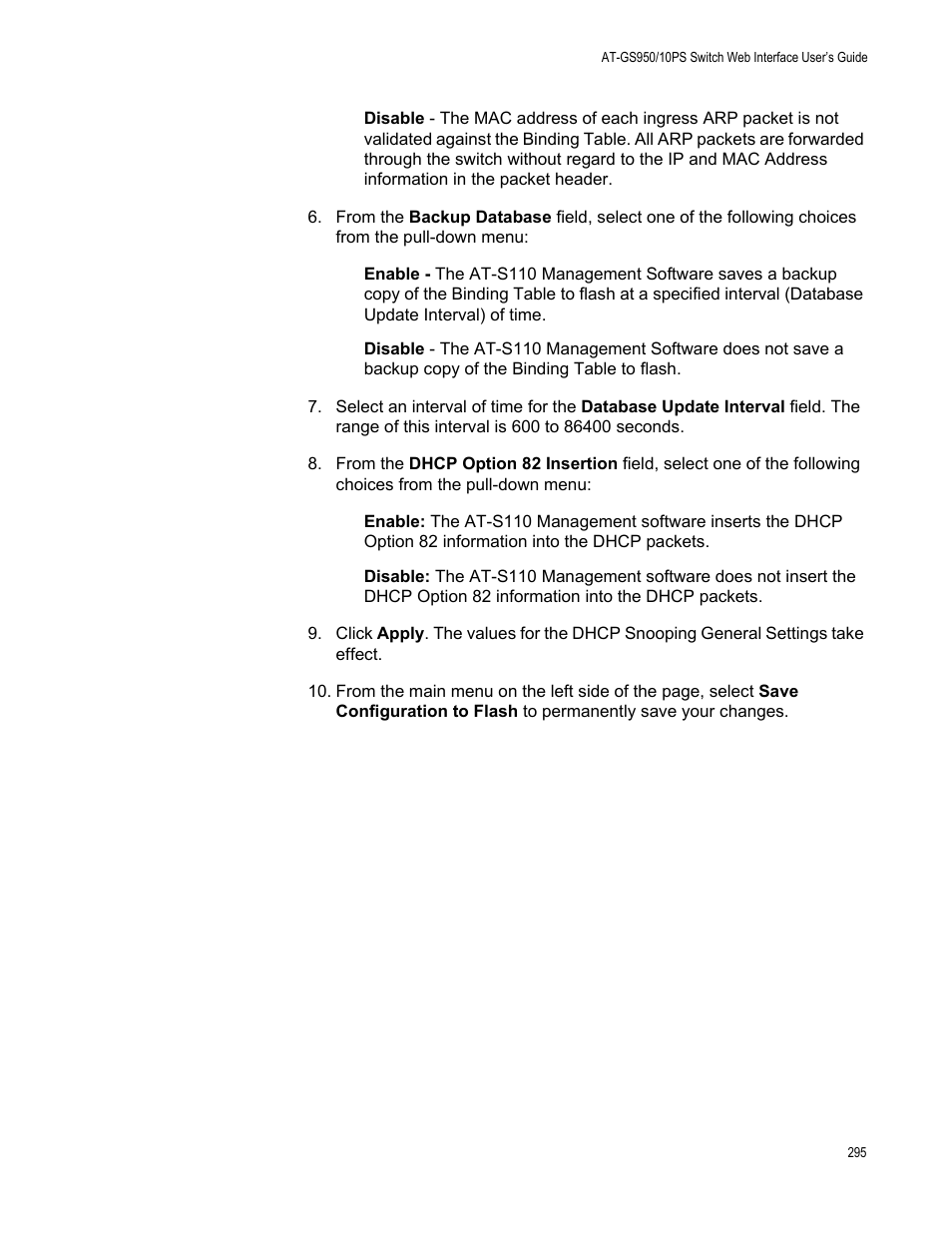 Allied Telesis AT-GS950/10PS User Manual | Page 295 / 386