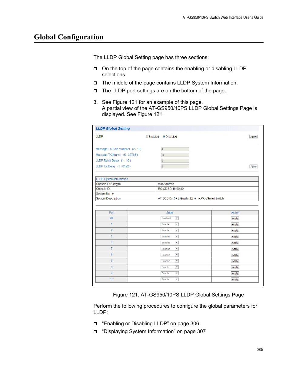 Global configuration | Allied Telesis AT-GS950/10PS User Manual | Page 305 / 386