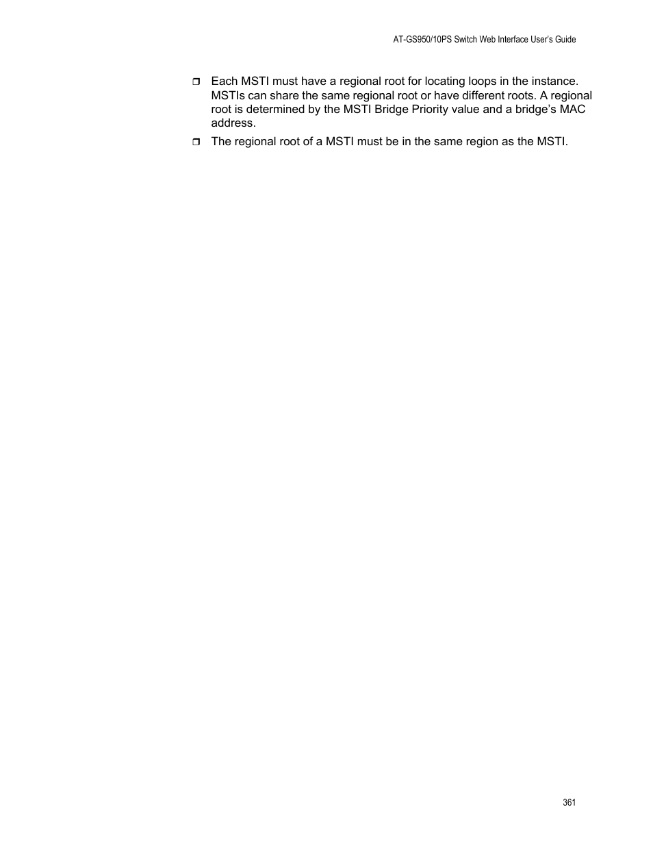 Allied Telesis AT-GS950/10PS User Manual | Page 361 / 386