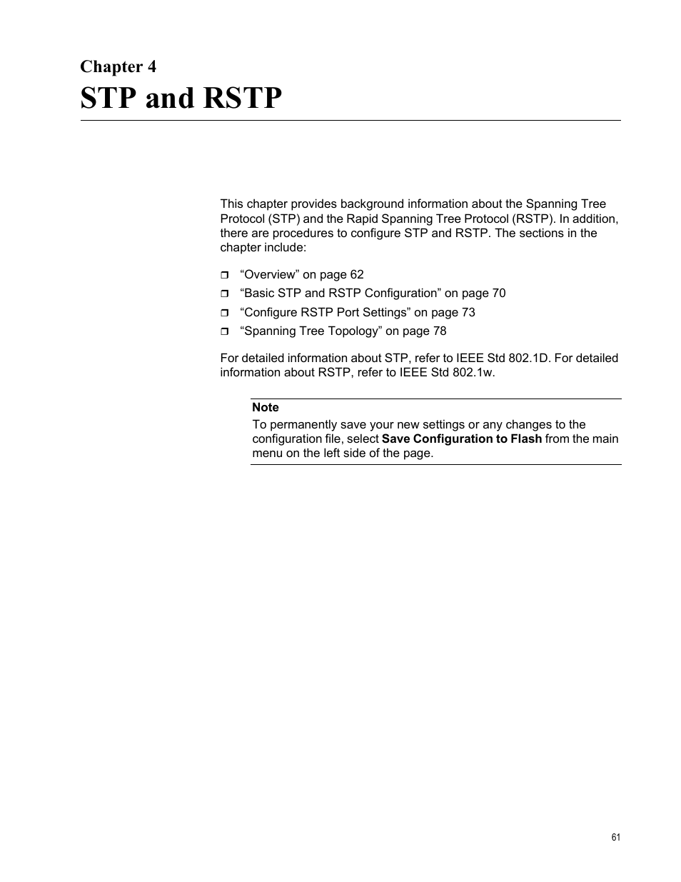 Chapter 4, Stp and rstp, Chapte | Allied Telesis AT-GS950/10PS User Manual | Page 61 / 386