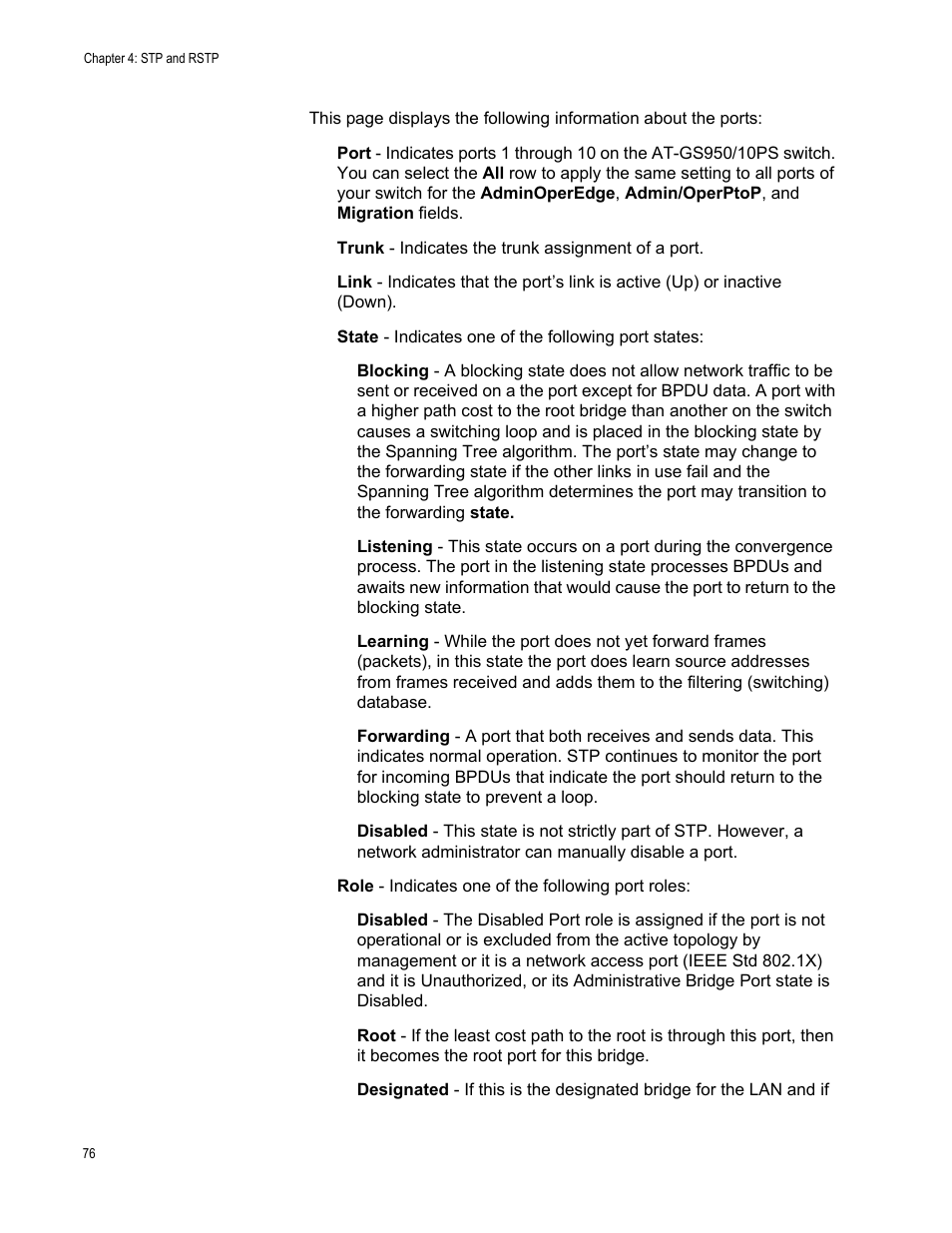 Allied Telesis AT-GS950/10PS User Manual | Page 76 / 386