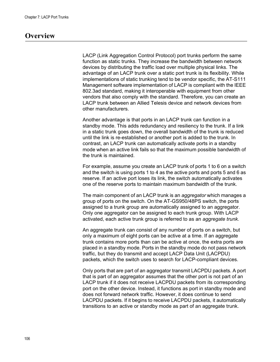 Overview | Allied Telesis AT-GS950/48PS User Manual | Page 106 / 386