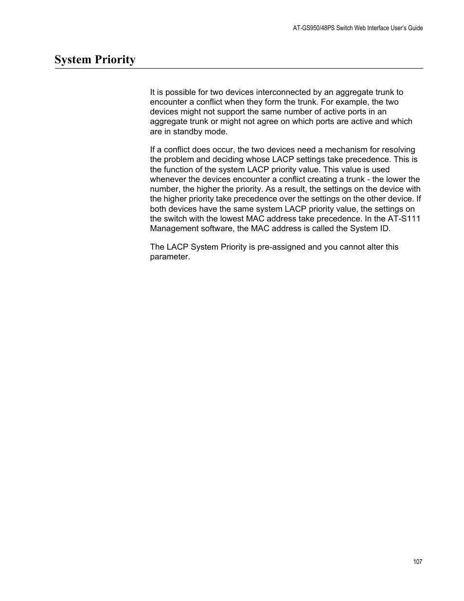 System priority | Allied Telesis AT-GS950/48PS User Manual | Page 107 / 386