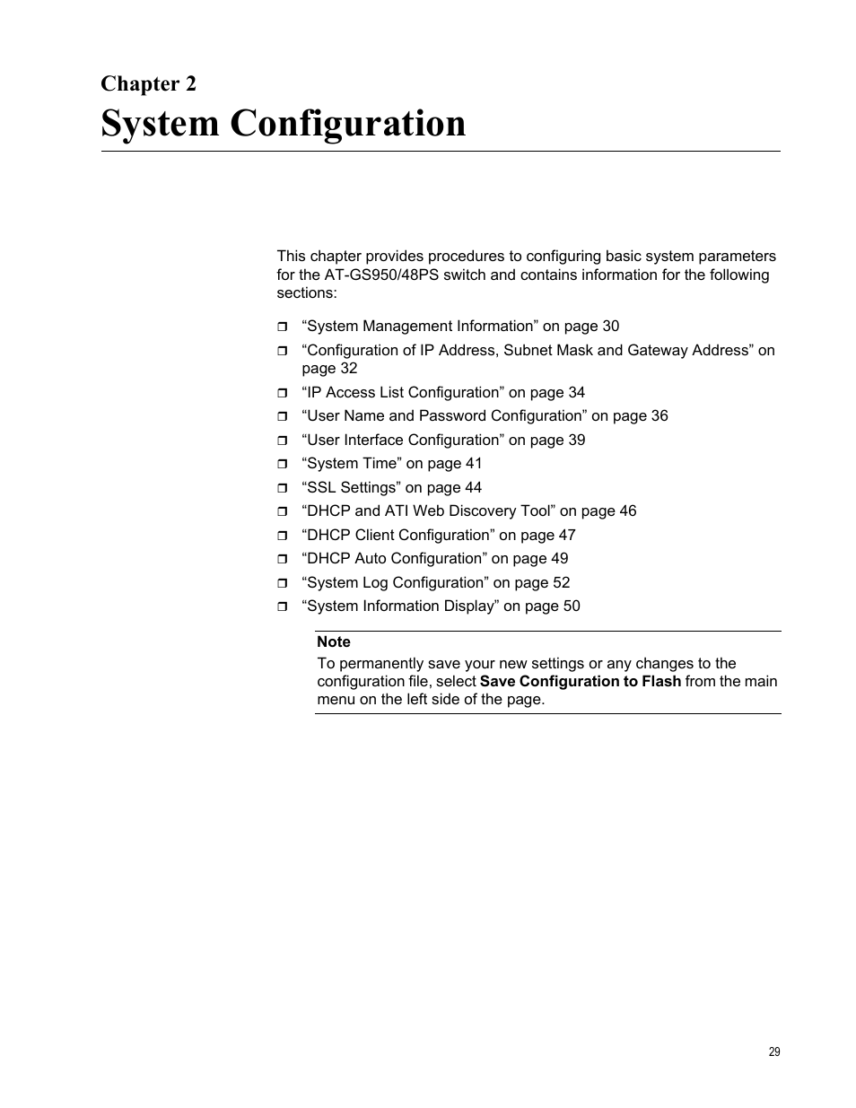 Chapter 2, System configuration, Chapte | Allied Telesis AT-GS950/48PS User Manual | Page 29 / 386
