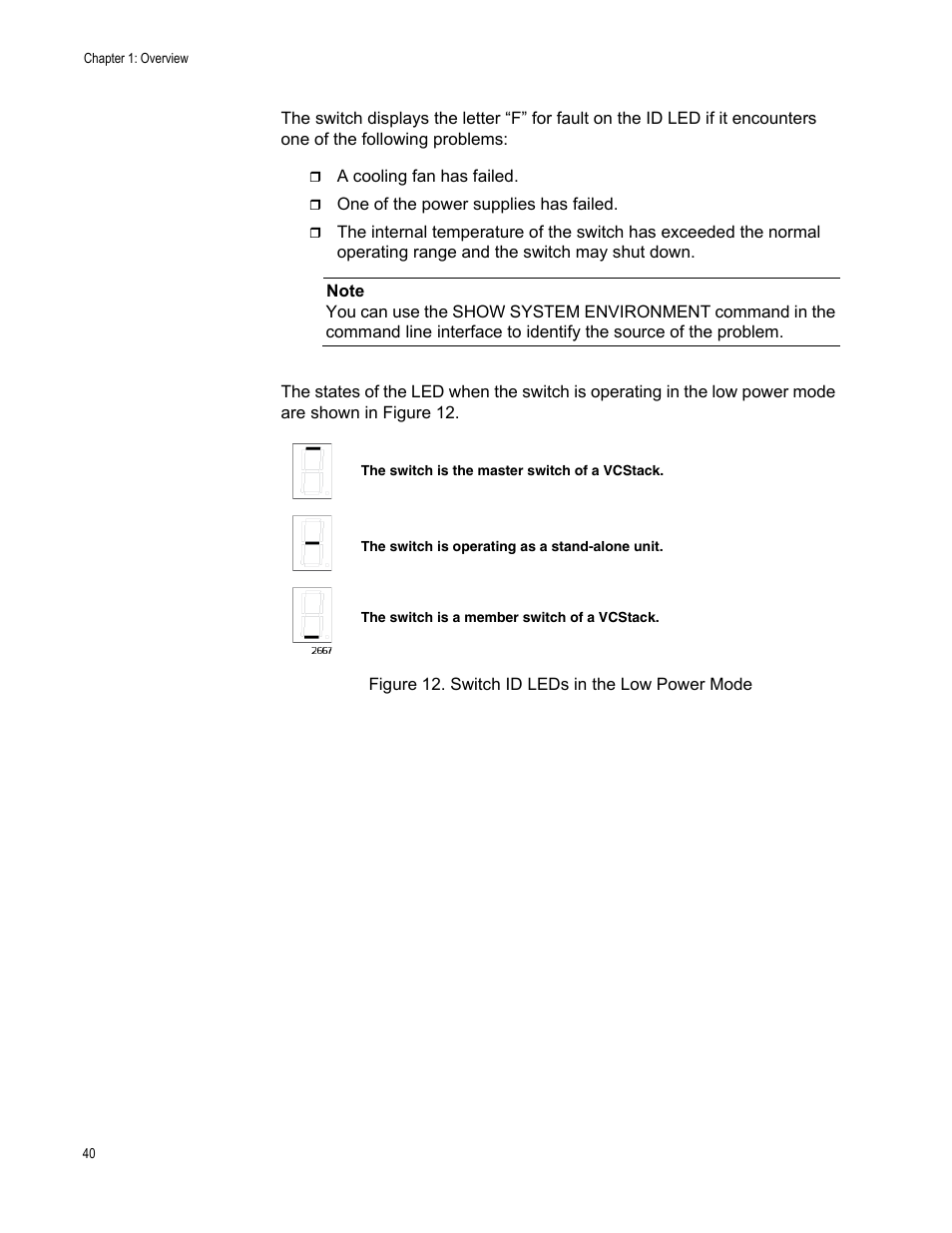 Figure 12: switch id leds in the low power mode | Allied Telesis x510 Series User Manual | Page 40 / 122