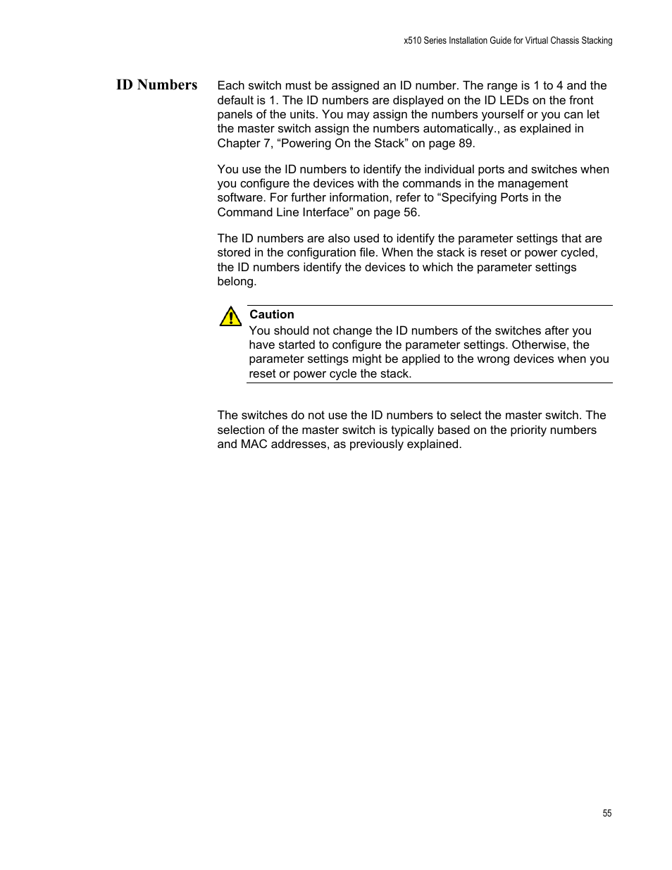 Id numbers | Allied Telesis x510 Series User Manual | Page 55 / 122