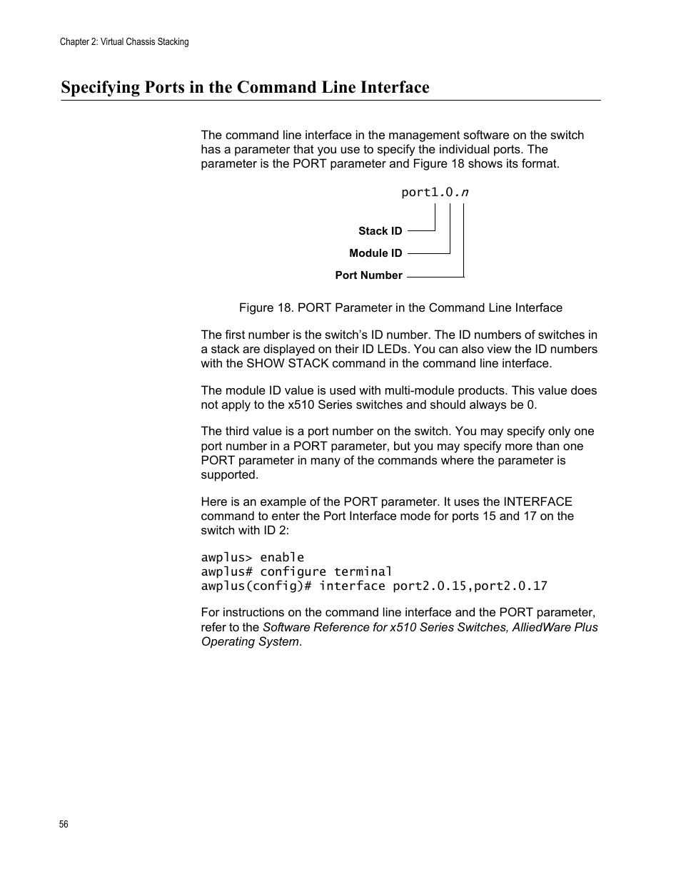 Specifying ports in the command line interface | Allied Telesis x510 Series User Manual | Page 56 / 122
