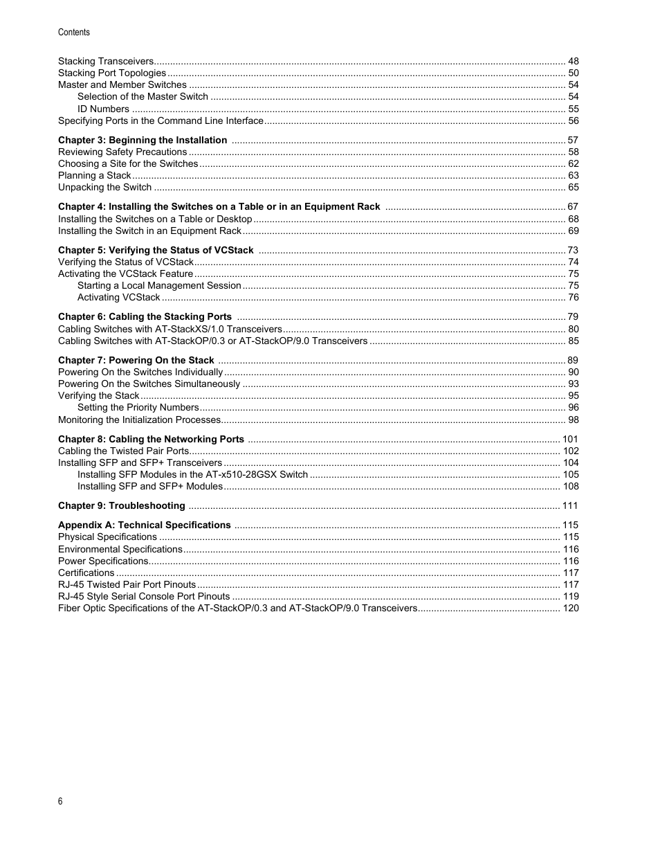 Allied Telesis x510 Series User Manual | Page 6 / 122