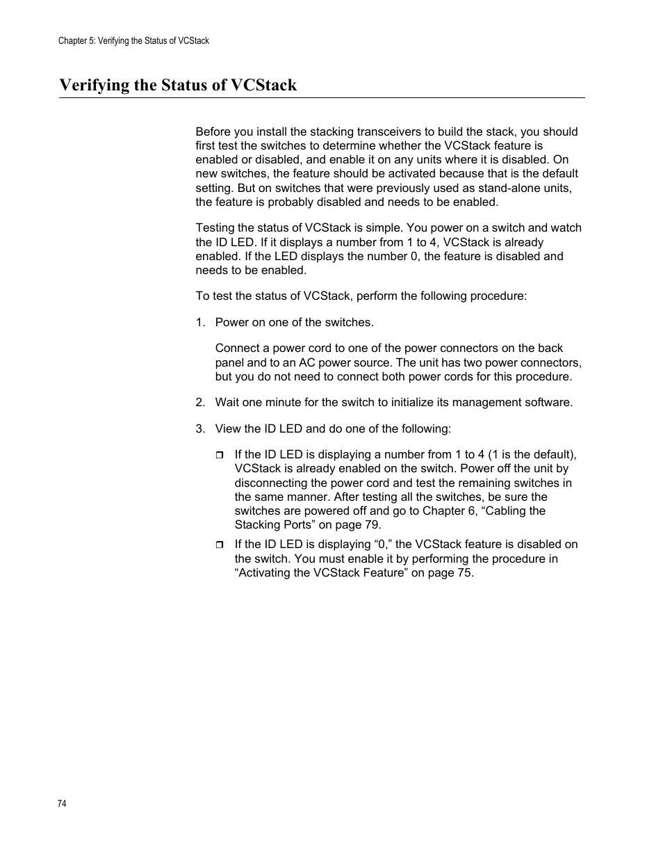 Verifying the status of vcstack | Allied Telesis x510 Series User Manual | Page 74 / 122