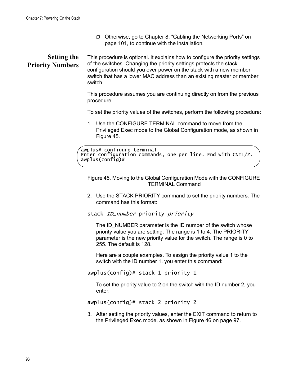 Setting the priority numbers | Allied Telesis x510 Series User Manual | Page 96 / 122