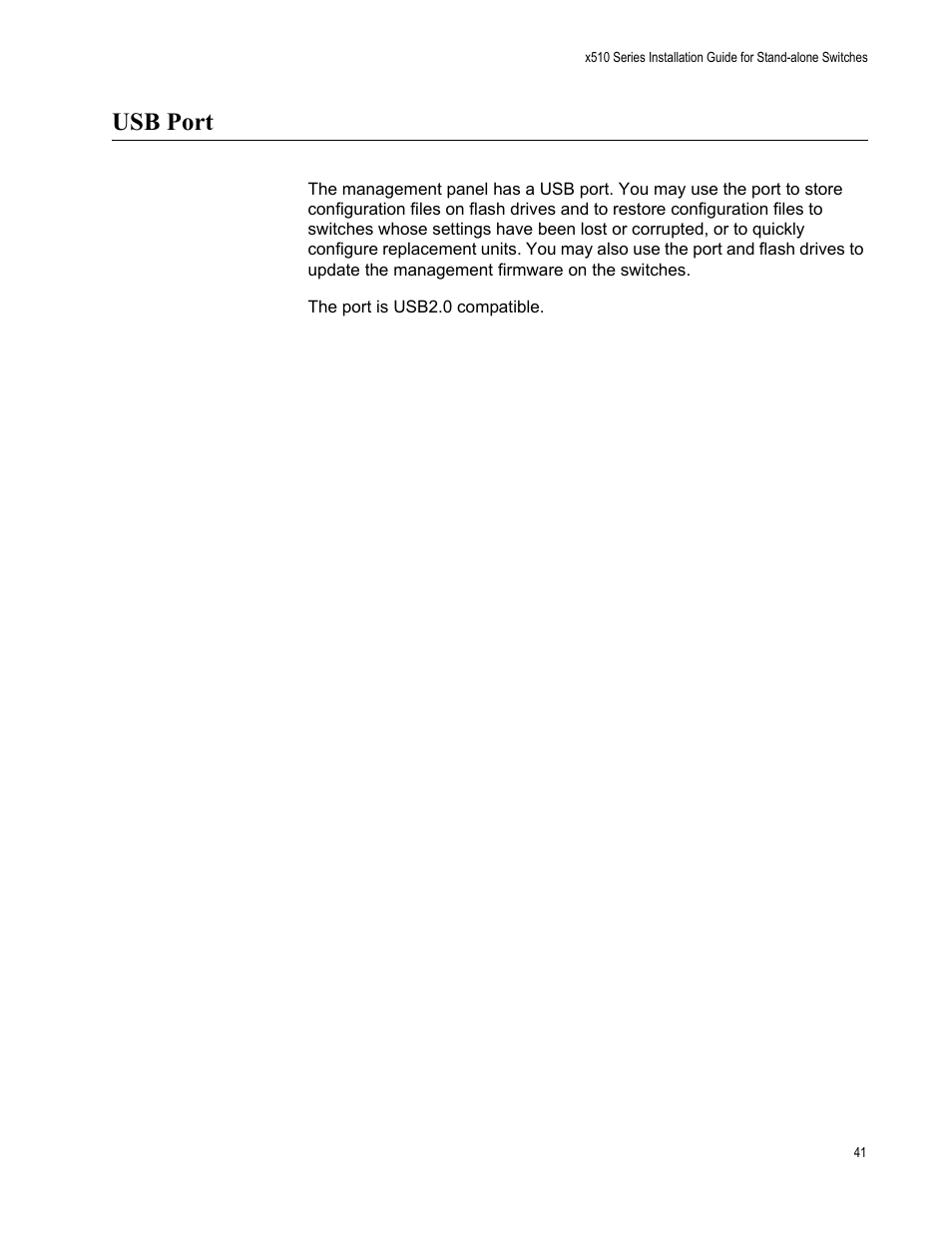 Usb port | Allied Telesis x510 Series User Manual | Page 41 / 90