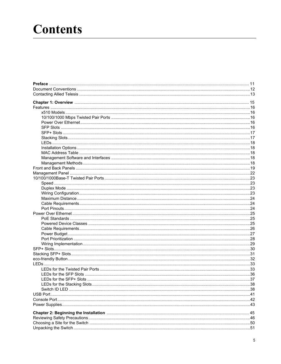 Allied Telesis x510 Series User Manual | Page 5 / 90