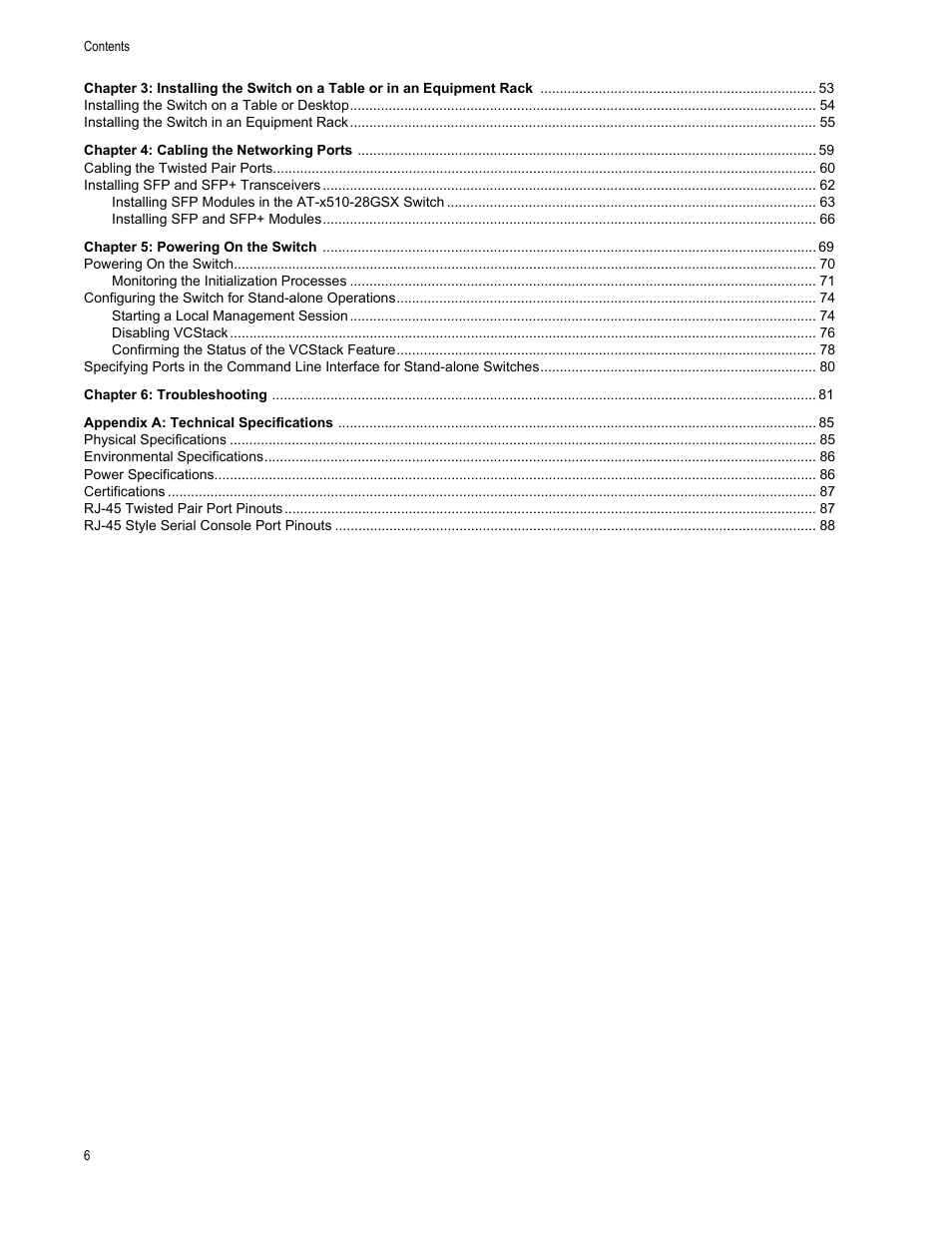Allied Telesis x510 Series User Manual | Page 6 / 90
