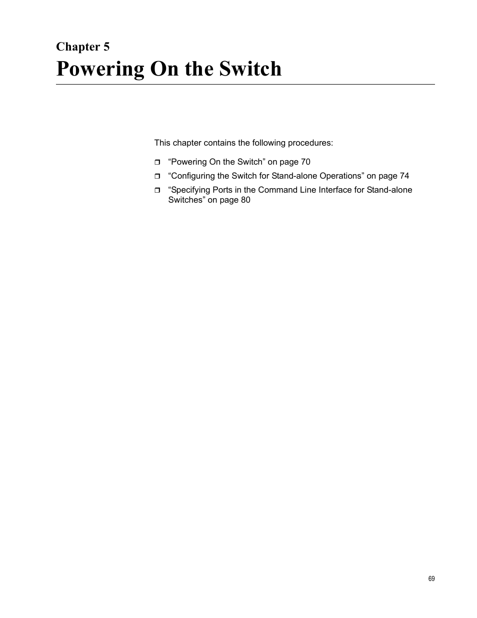 Chapter 5, Powering on the switch | Allied Telesis x510 Series User Manual | Page 69 / 90