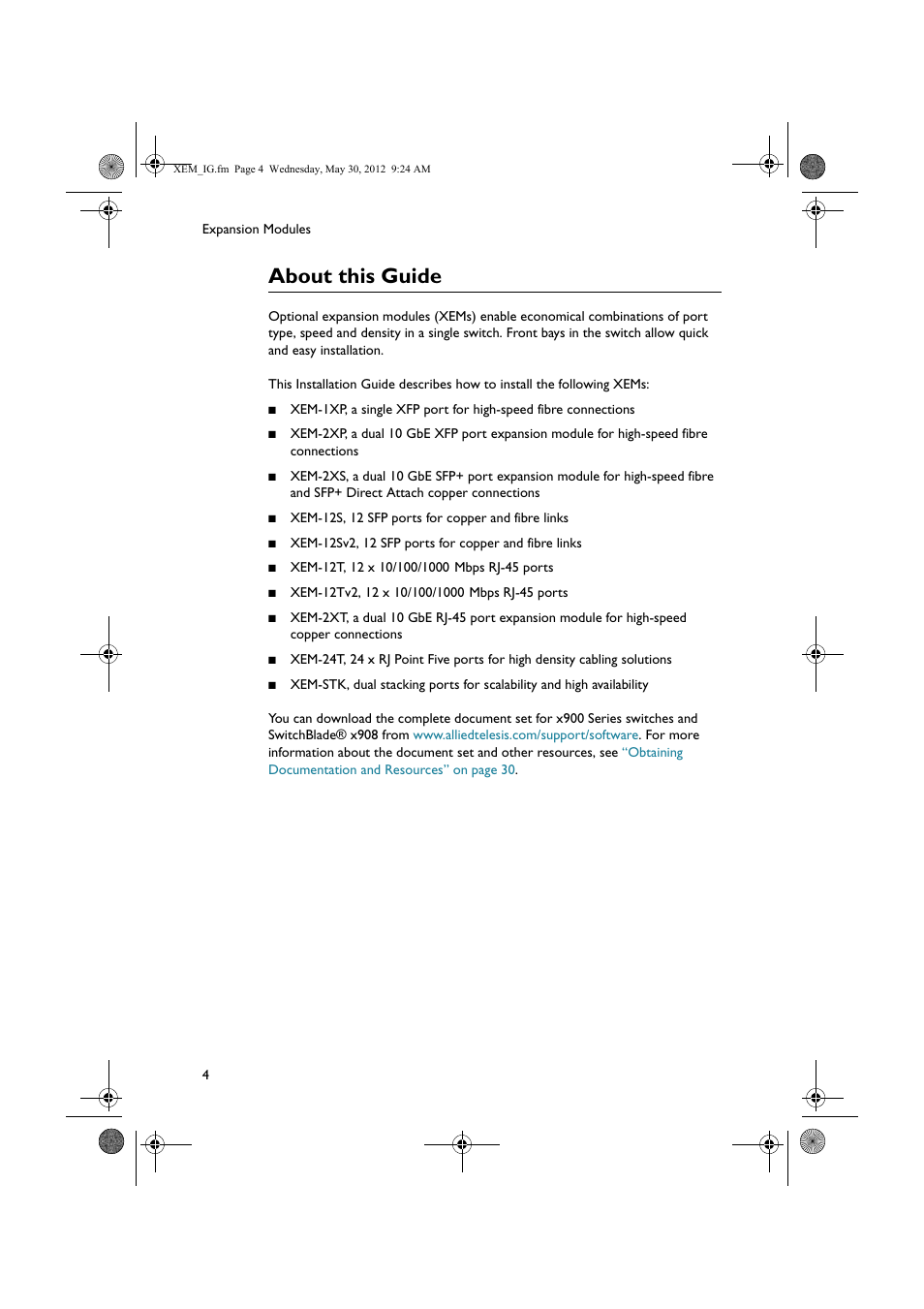 About this guide | Allied Telesis x900 Series Switch and SwitchBlade x908 Expansion Module User Manual | Page 4 / 31