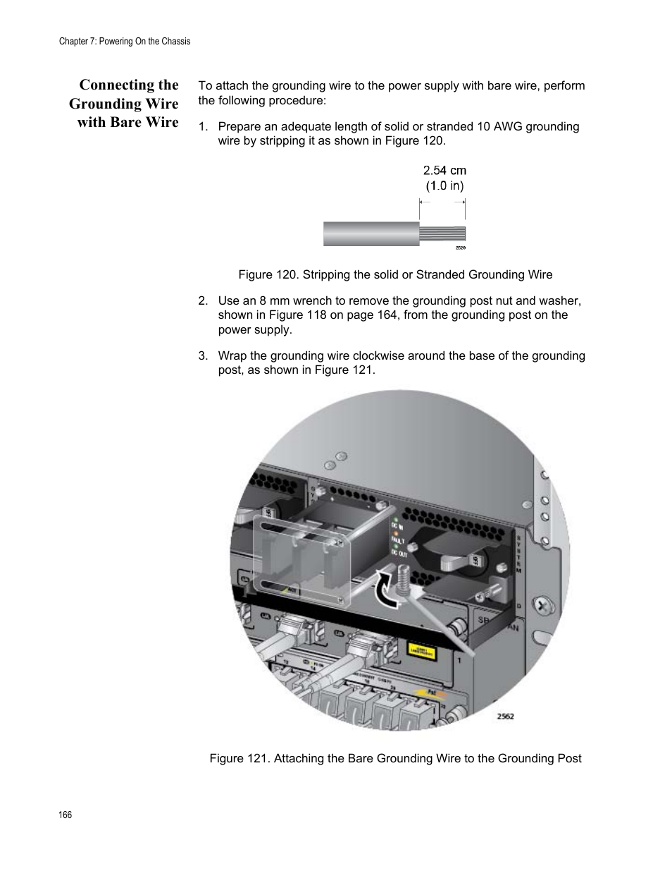 Connecting the grounding wire with bare wire | Allied Telesis SwitchBlade x3112 User Manual | Page 166 / 222