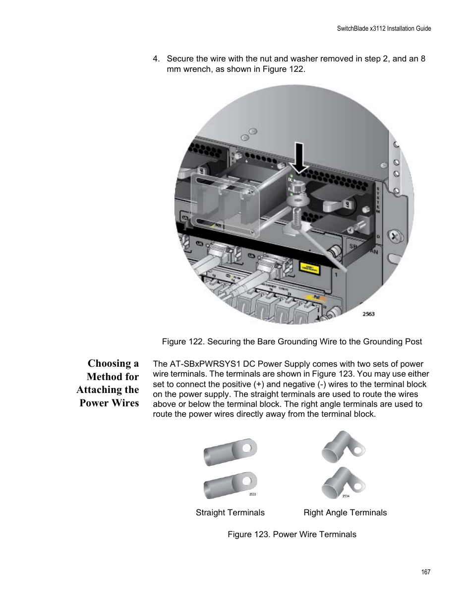 Choosing a method for attaching the power wires | Allied Telesis SwitchBlade x3112 User Manual | Page 167 / 222