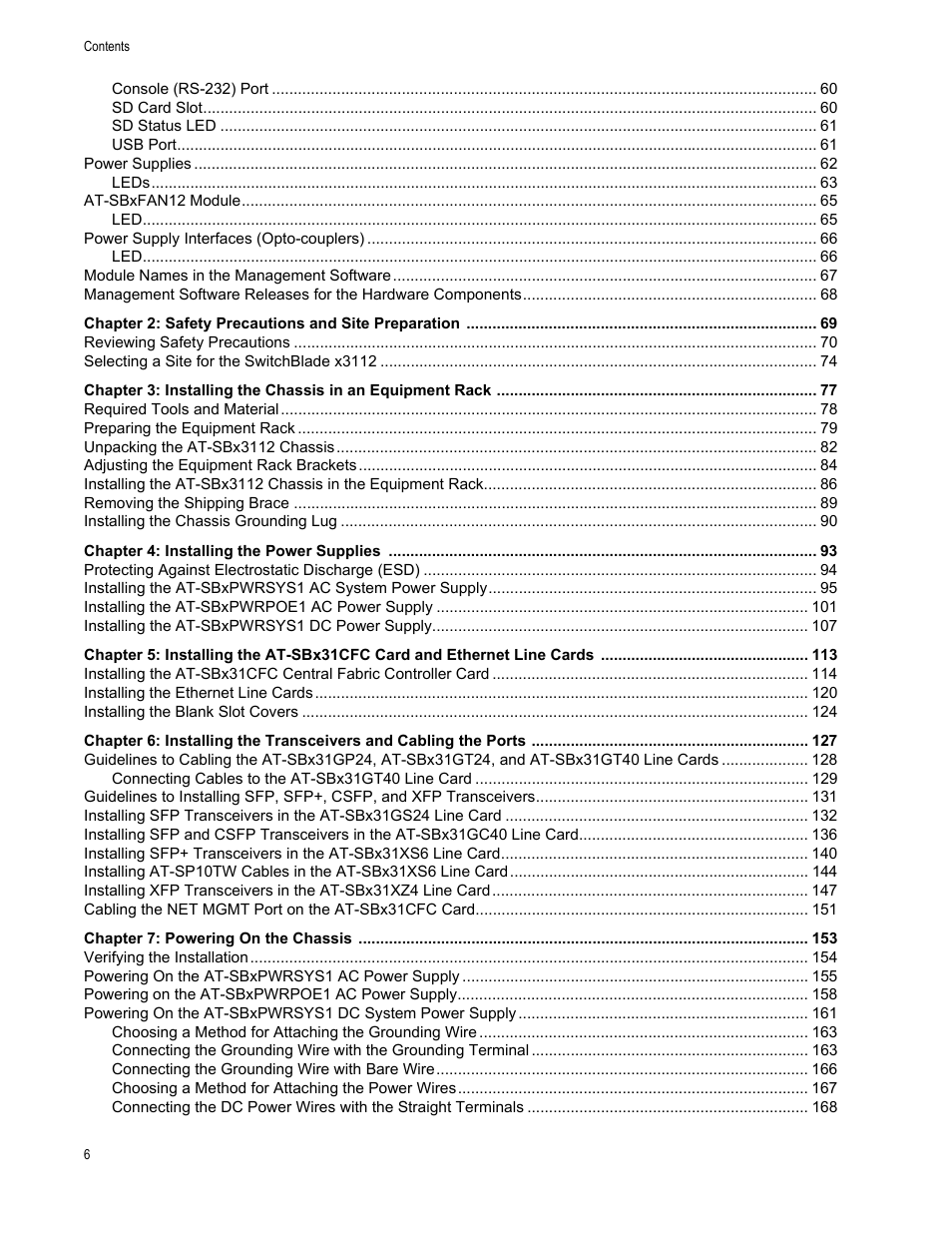 Allied Telesis SwitchBlade x3112 User Manual | Page 6 / 222
