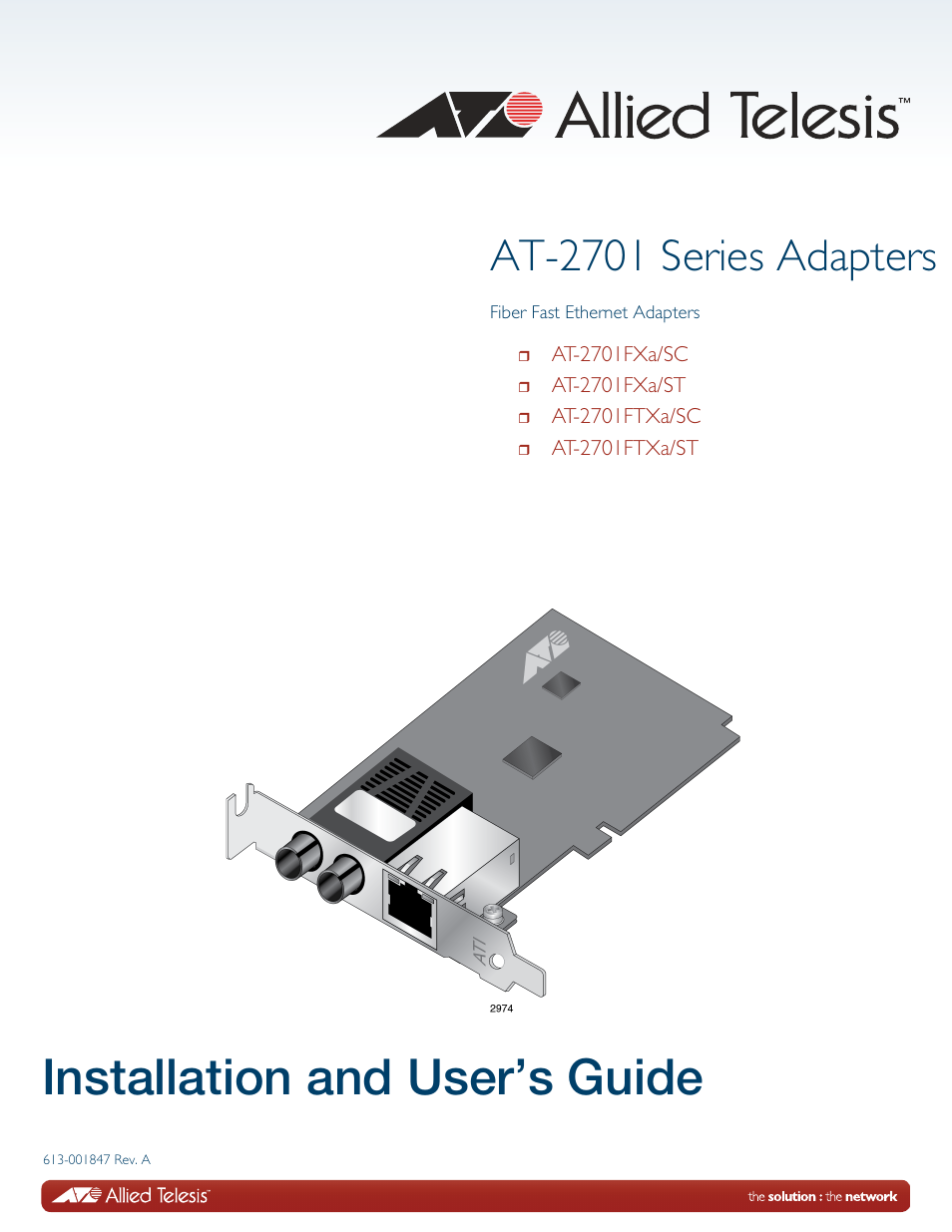 Allied Telesis AT-2701 Series Adapters User Manual | 94 pages