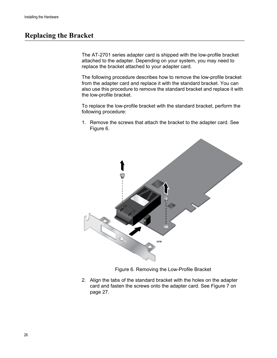 Replacing the bracket | Allied Telesis AT-2701 Series Adapters User Manual | Page 26 / 94