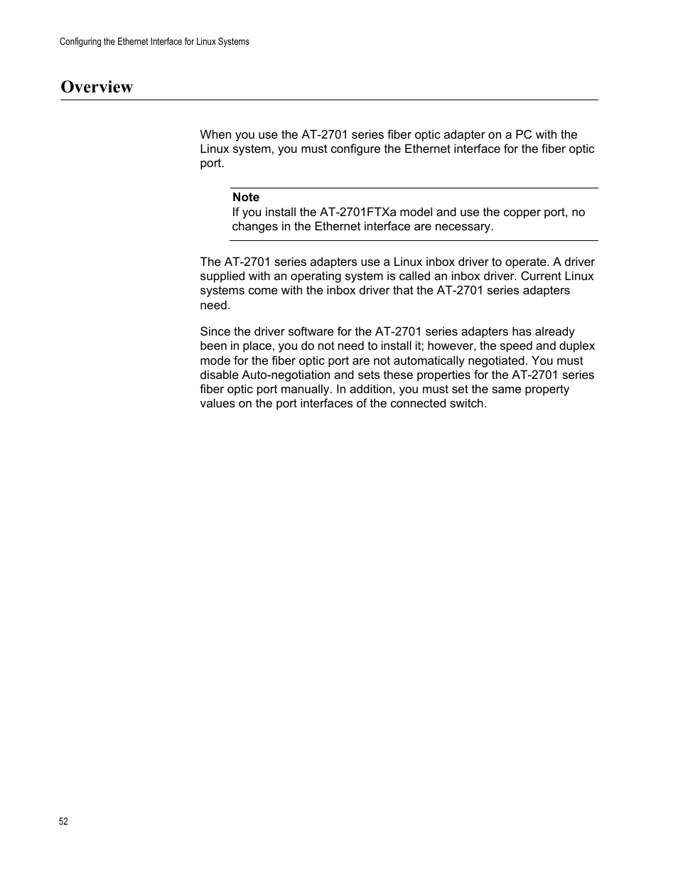 Overview | Allied Telesis AT-2701 Series Adapters User Manual | Page 52 / 94