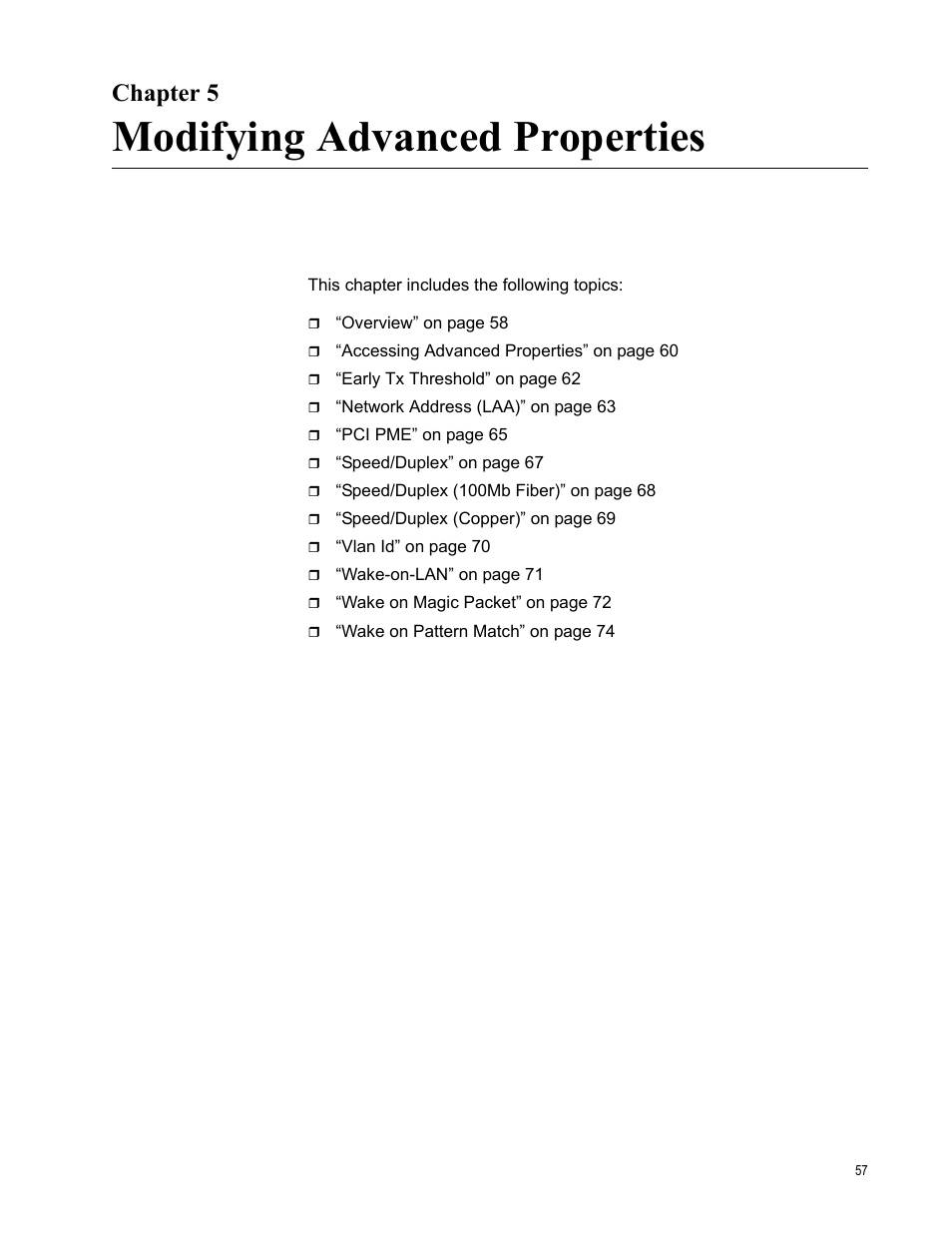 Chapter 5, Modifying advanced properties | Allied Telesis AT-2701 Series Adapters User Manual | Page 57 / 94