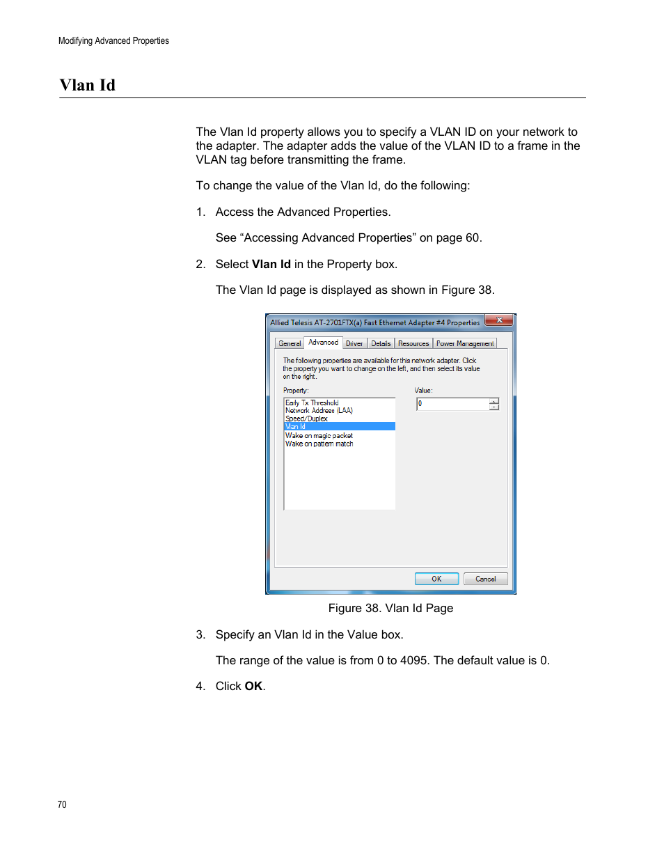 Vlan id | Allied Telesis AT-2701 Series Adapters User Manual | Page 70 / 94