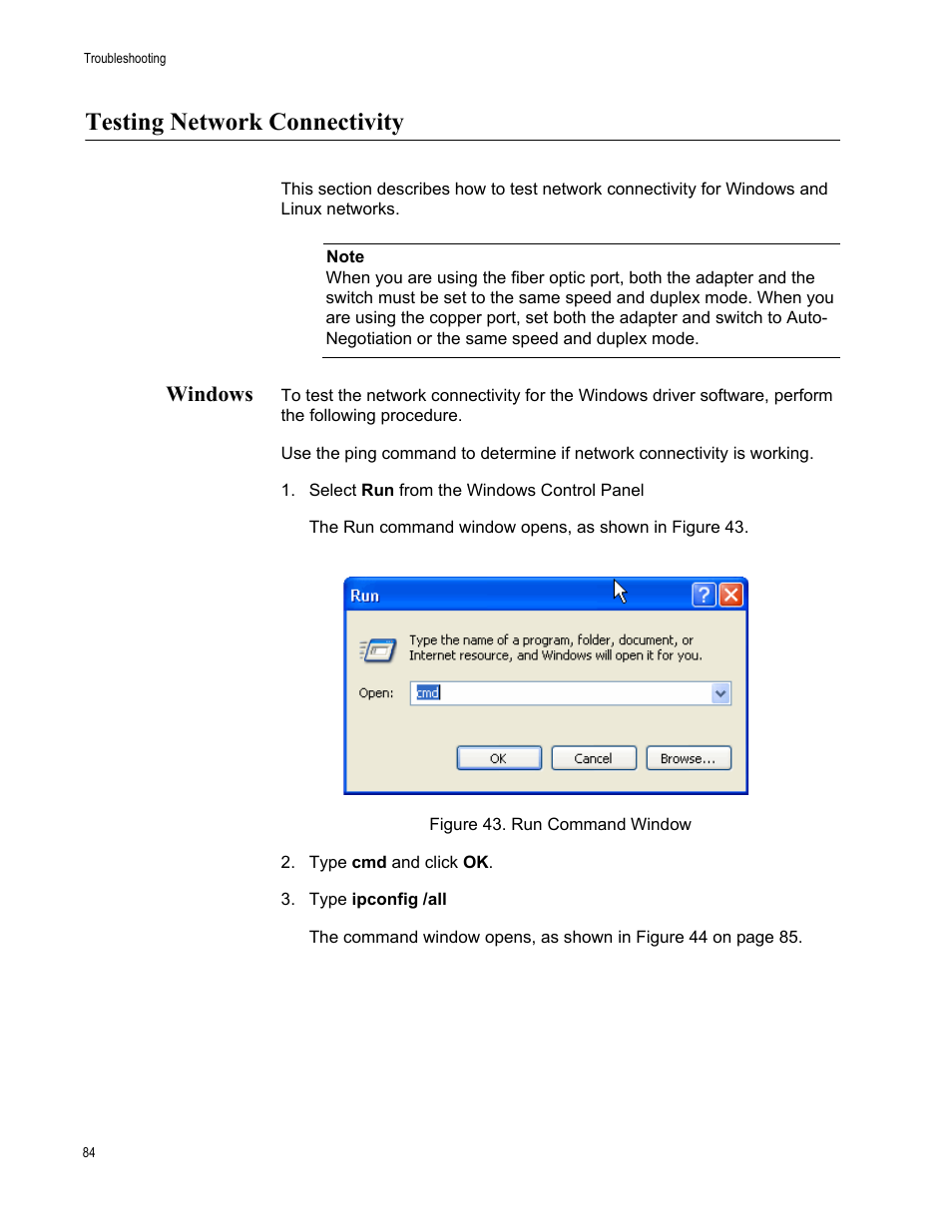 Testing network connectivity, Windows | Allied Telesis AT-2701 Series Adapters User Manual | Page 84 / 94