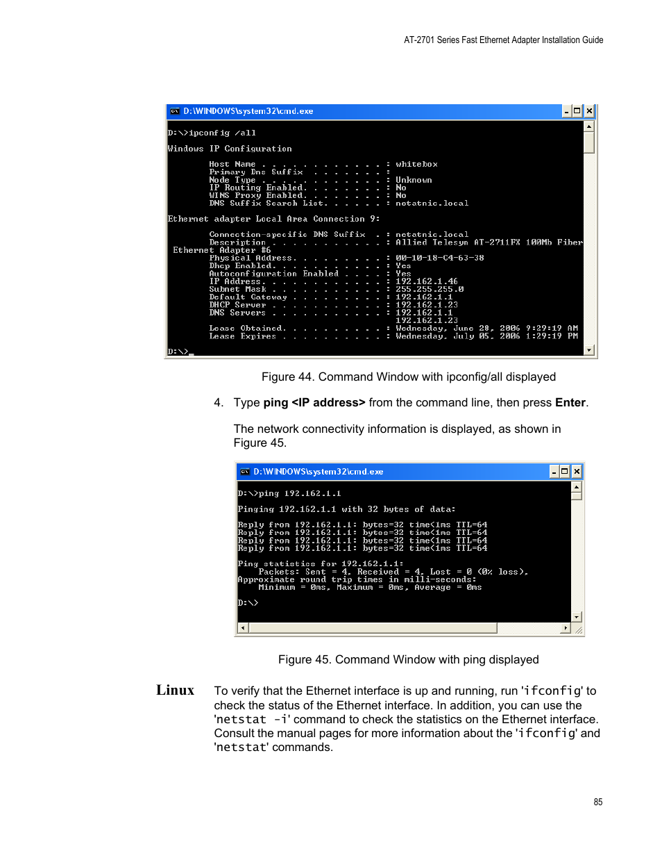 Linux | Allied Telesis AT-2701 Series Adapters User Manual | Page 85 / 94