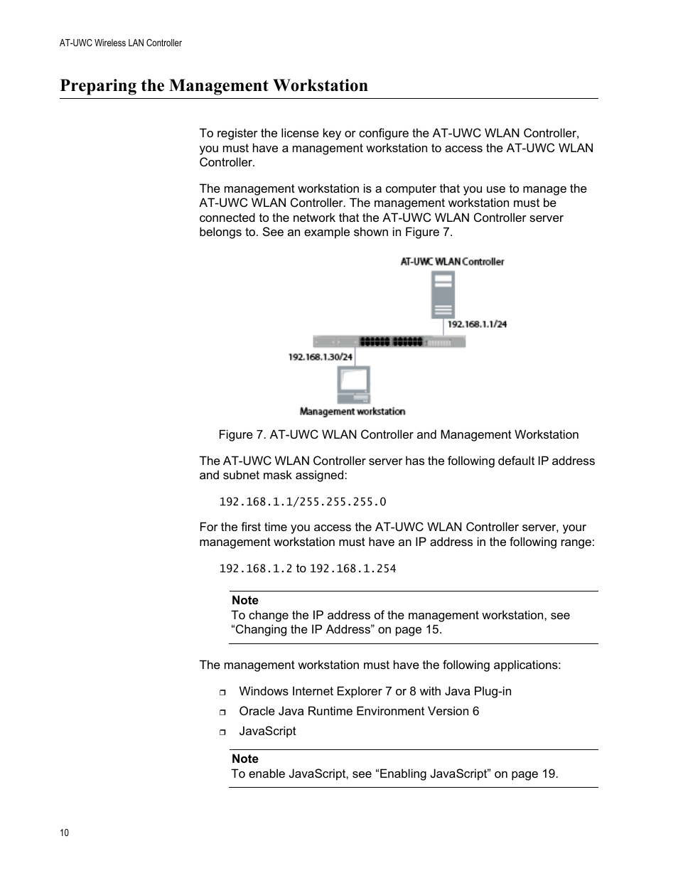 Preparing the management workstation | Allied Telesis AT-UWC Wireless LAN Controller User Manual | Page 10 / 33